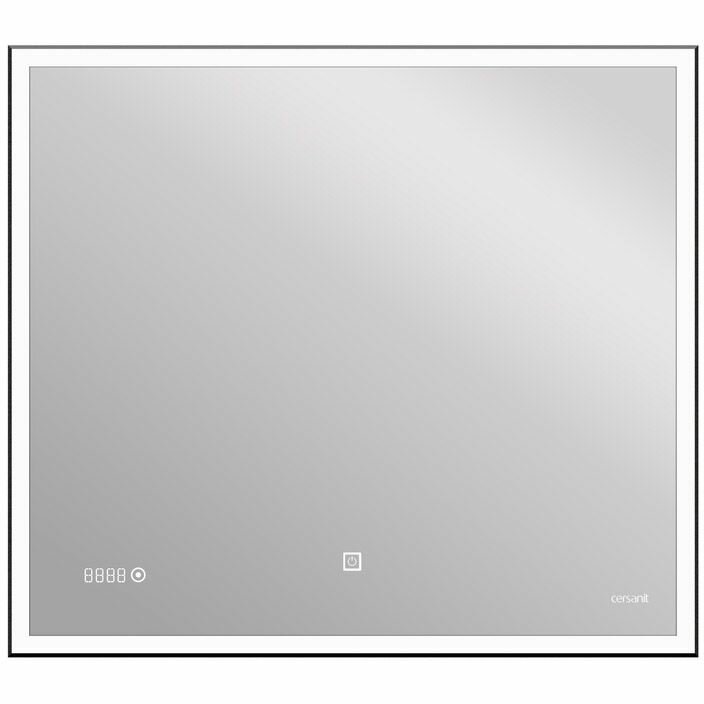 Зеркало Cersanit LED 011 Design 100x80 с подсветкой часы металл. рамка прямоугольное (KN-LU-LED011*100-d-Os) - фотография № 1