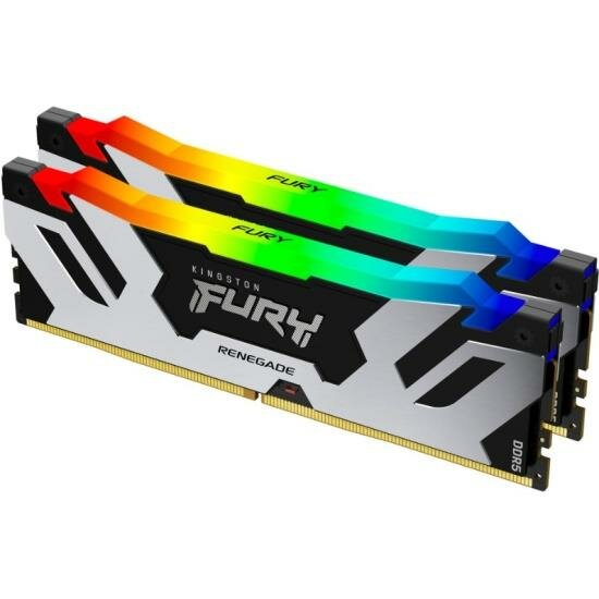 Kingston Memory Module KINGSTON Fury Gaming DDR5 Общий объём памяти 16Гб Module capacity 32Гб Количество 2 6000 МГц Радиатор Множитель частоты шины 32 1.35 В RGB серебристый KF560C32RSAK2-32