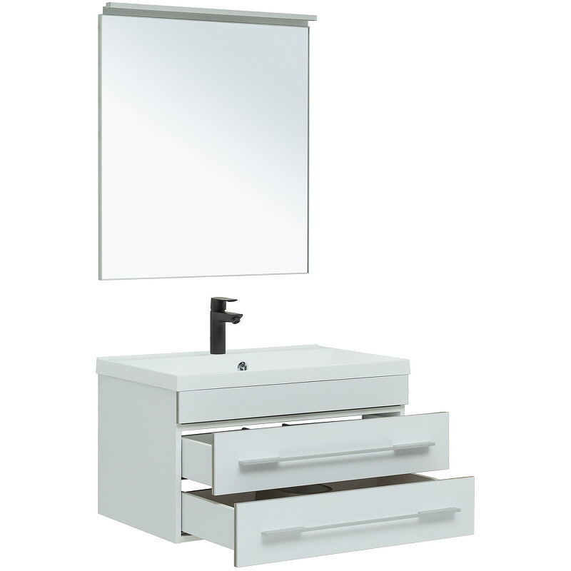Комплект мебели для ванной Aquanet Верона 75 287637 подвесной Белый матовый - фотография № 4