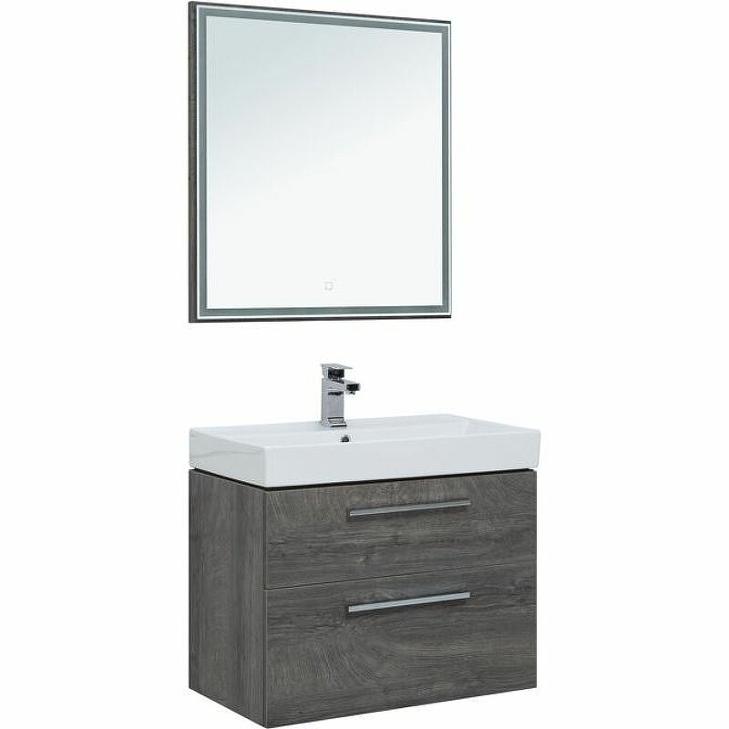 Комплект мебели для ванной Aquanet Nova 75 243251 подвесной Дуб рошелье - фотография № 2