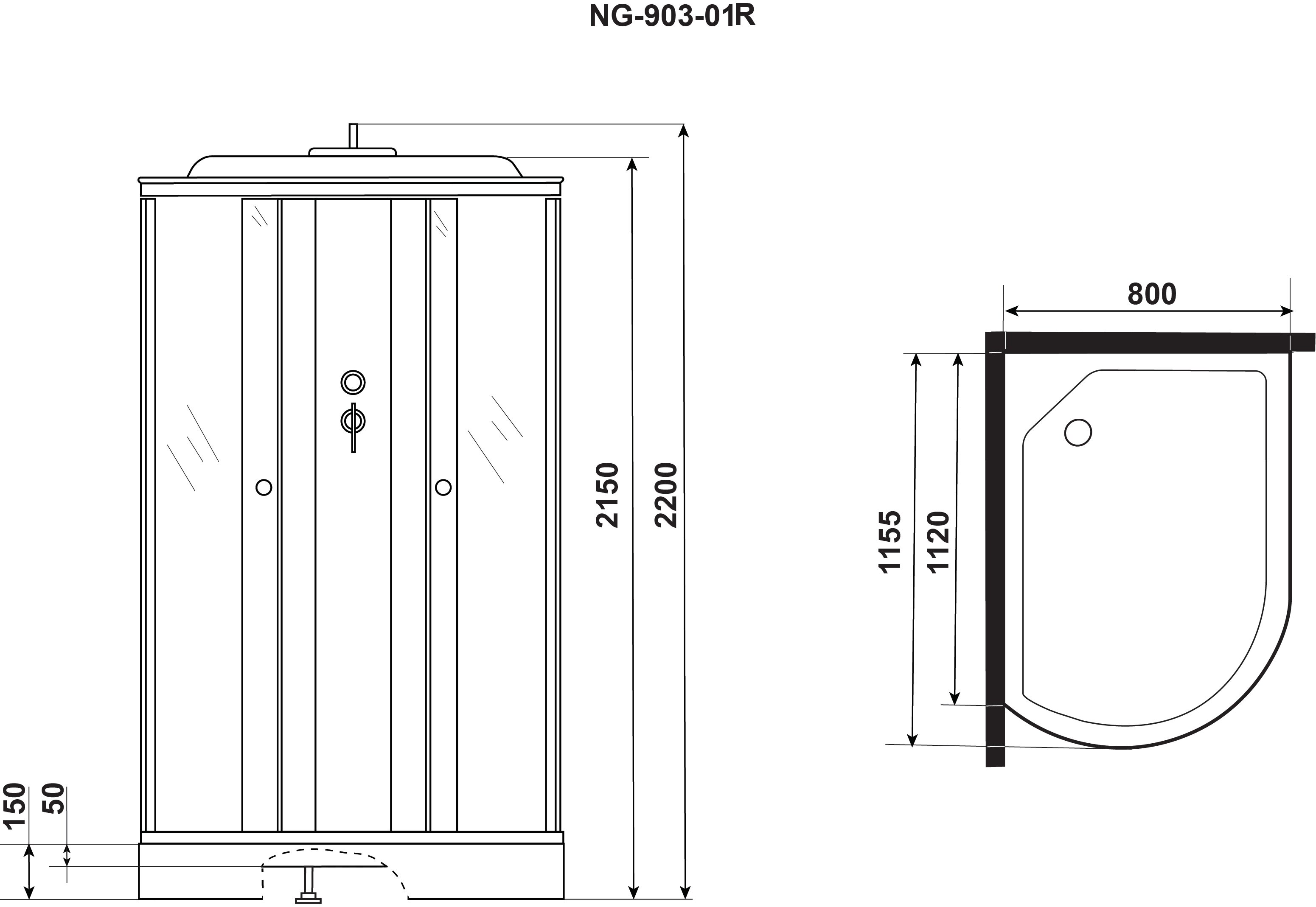 Душевая кабина Niagara NG-903-01 R 120х80х220 правая, с сиденьем - фотография № 10