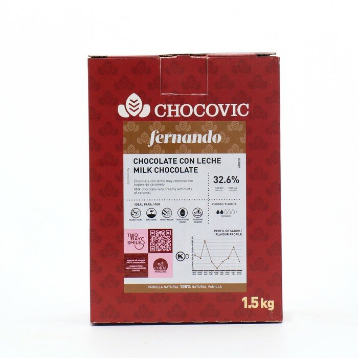 Шоколадная масса молочная "Chocovic" 32,6% капли, 1,5 кг - фотография № 2