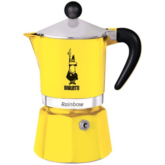 Кофеварка гейзерная BIALETTI Rainbow жёлтая, 3 п.