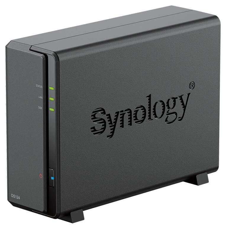 Сетевое хранилище Synology DS124 настольный 25"35" SATA III 12TB Basic 1 GB DDR4 Кол-во сетевые интерфейсов 1 1 Gb/s