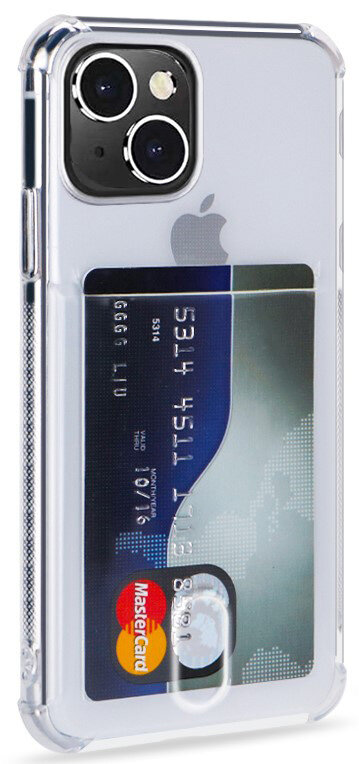 Чехол силиконовый для iPhone 13 (6.1) с карманом для карт прозрачный