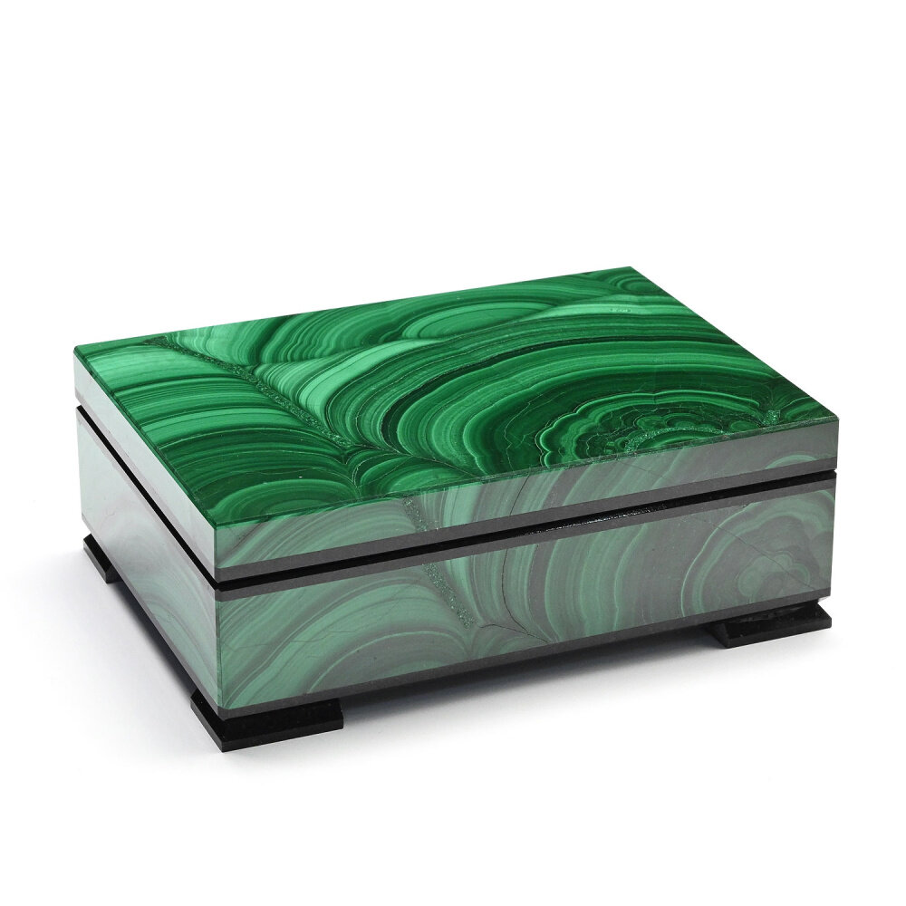 фото Шкатулка из камня малахит "Уральский сувенир" 120*80*43мм РадугаКамня