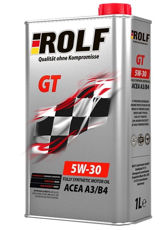 Синтетическое моторное масло ROLF GT 5W-30 ACEA A3/B4, 1 л