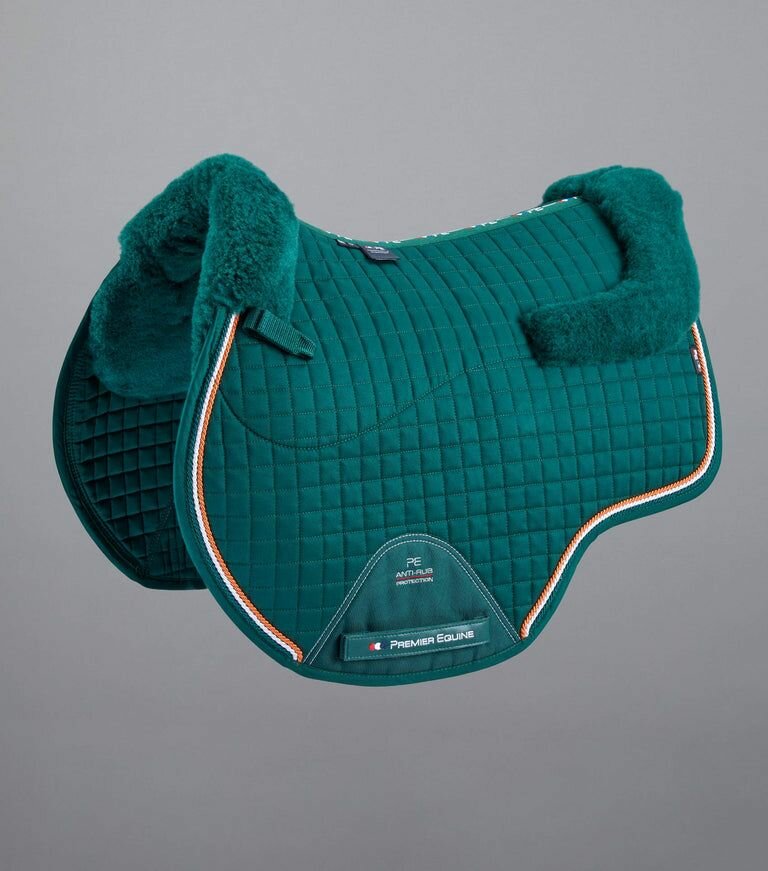 Вальтрап для лошади из мериносовой шерсти European Saddle Pad - GP/Jump Square (зеленый) - фотография № 1