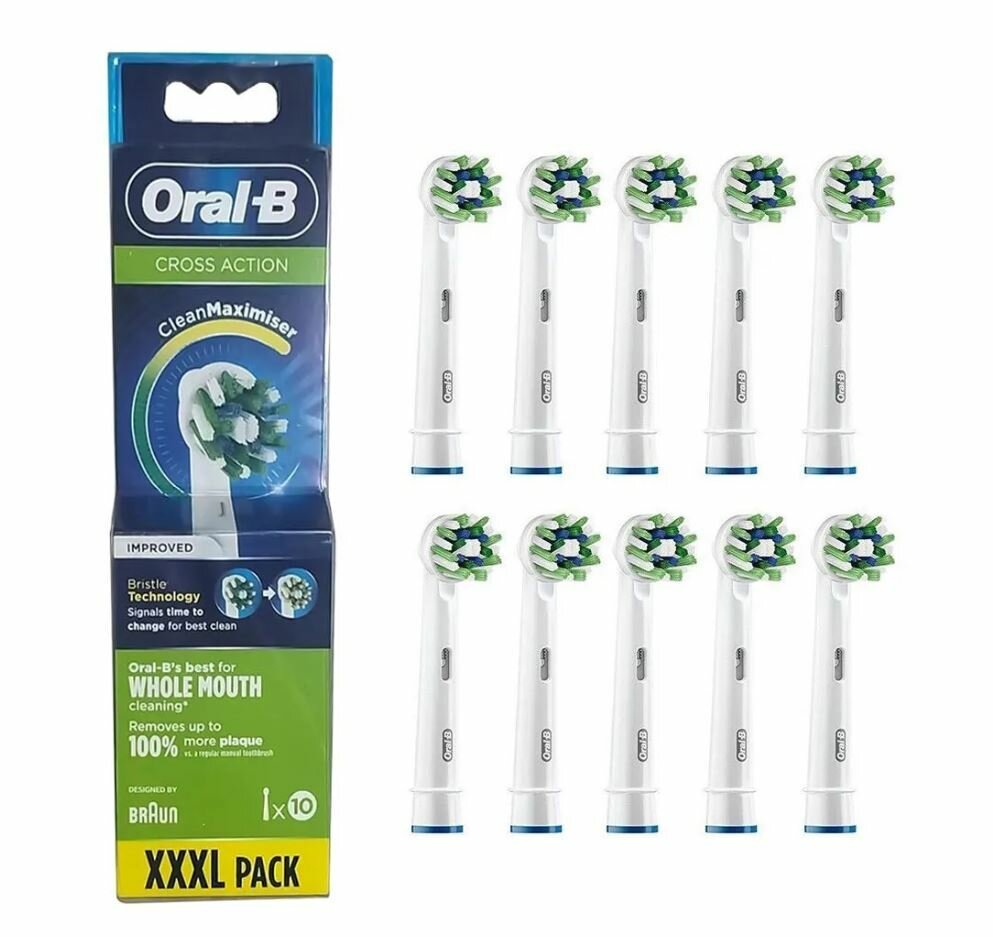 Насадка для электрической зубной щетки Oral-b CrossAction с технологией cleanmaximiser, 10 шт .