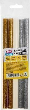 Клеевые стержни ArtSpace, диаметр 11мм, длина 200мм, золото/серебро/прозр., набор 5шт., европ/267907