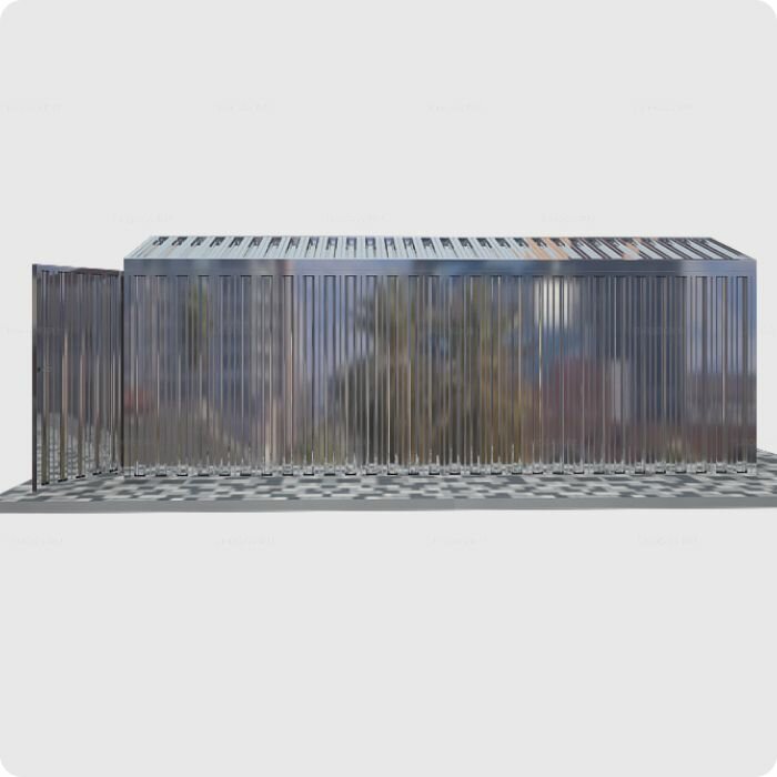 Гараж металлический SKOGGY 6м,с двухскатной крышей, торцевой дверью и полом - фотография № 4