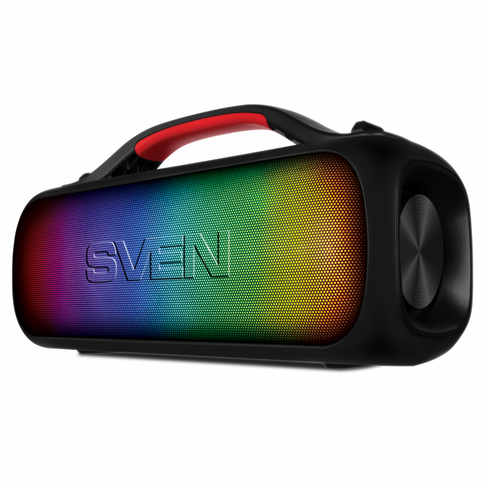 Портативная акустика SVEN PS-360 2.0 чёрные (2x12W IPx5 RGB подсветка USB SB Type-C Bluetooth FM-радио jack in 3000 мAч)