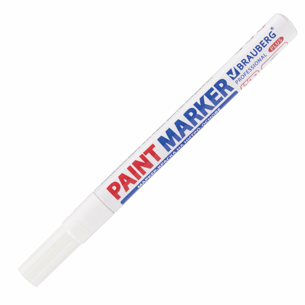 Маркер-краска лаковый (paint marker) 2 мм, белый, нитро-основа, алюминиевый корпус, BRAUBERG PROFESSIONAL PLUS, 151438, 151438 - фотография № 3