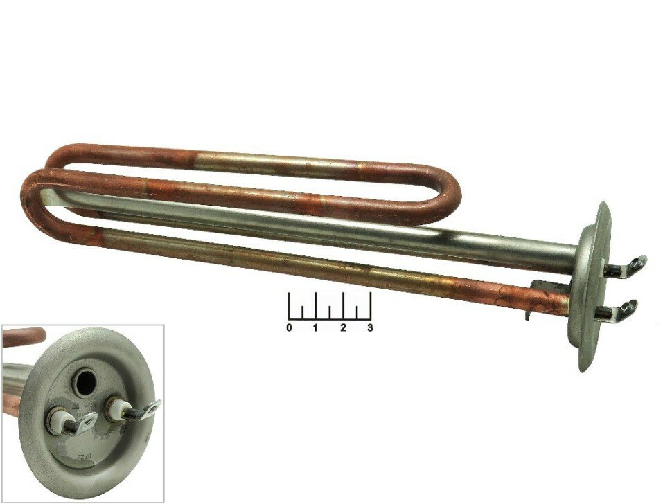 Тэн для водонагревателя 2000W RF 230мм фланец 62мм под анод M6 2 контакта (винт)