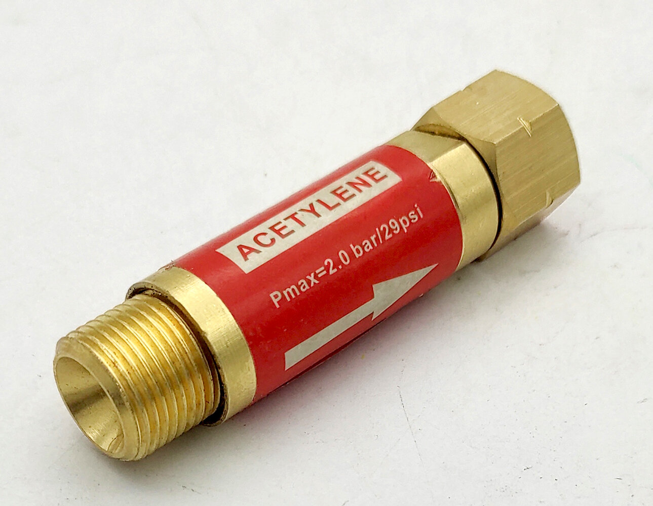 фото Клапан обратный КОГ на резак (ацетилен-пропан) G3/8 - G3/8 LH левая резьба