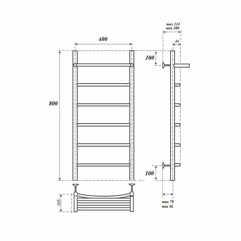 Полотенцесушитель водяной 400x800 POINT Афина (PN04148P П5) с полкой - фотография № 3