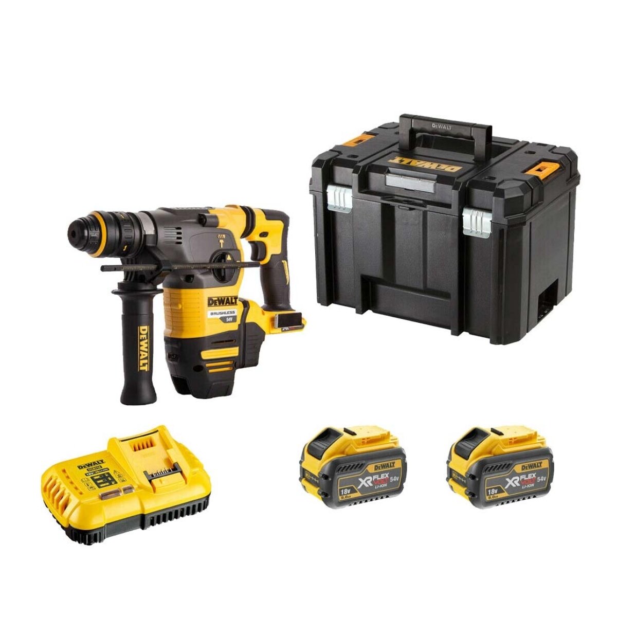 DeWalt DCH334X2 Перфоратор аккум. SDS-Plus в чем. TSTAK VI (54В 9.0Ah*2 3.5Дж макс. d30мм 4.7кг)