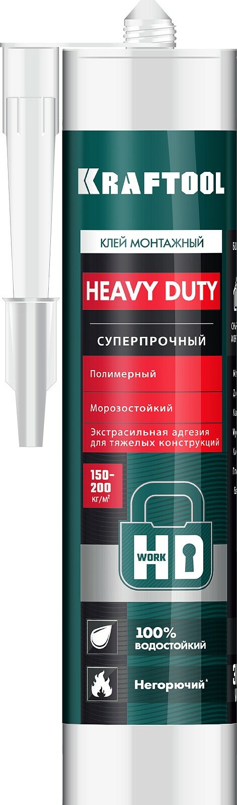 фото KRAFTOOL HEAVY DUTY, 310 мл, белый, особопрочный монтажный клей (41348)