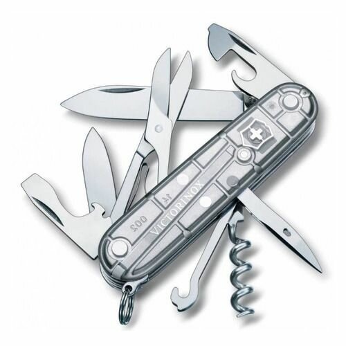 Складной нож Victorinox Climber, функций: 14, 91мм, серебристый полупрозрачный , коробка картонная [1.3703.t7]