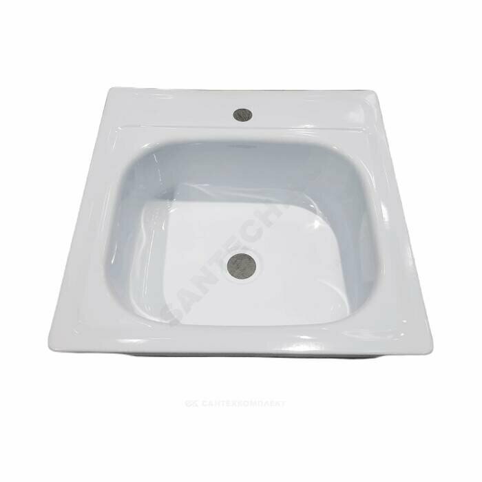 фото Мойка 500х500х160мм сталь эмалированная без сифона с кронштейнами б/метизов выпуск 1 1/2" Сантэкс (Гомель)