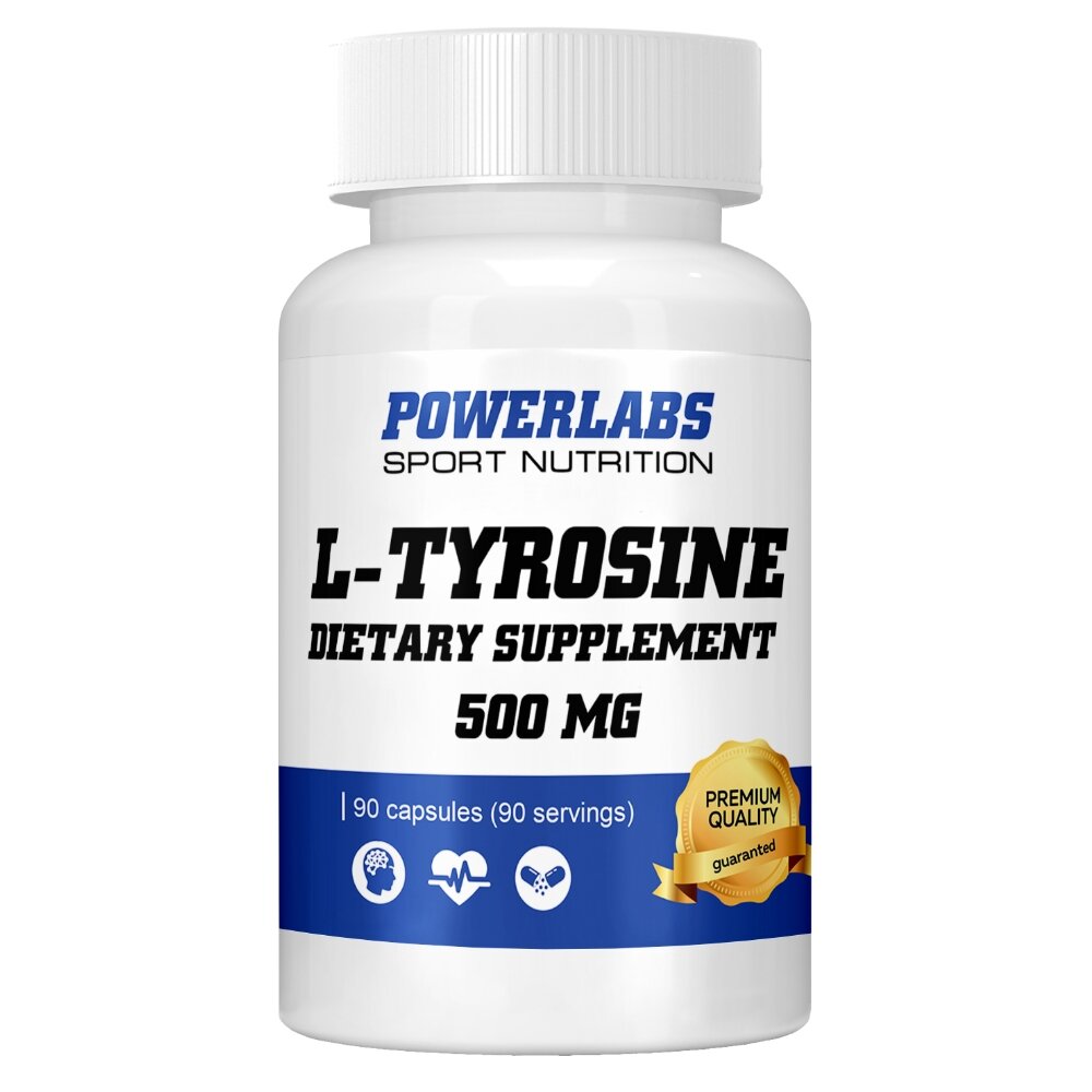 PowerLabs L-tyrosine (Л-тирозин) 500 mg 90 капсул