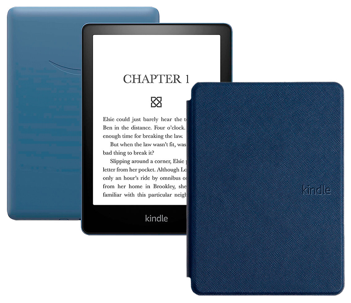 Электронная книга Amazon Kindle PaperWhite 2021 16Gb black Ad-Supported Denim с обложкой ReaderONE PaperWhite 2021 Blue