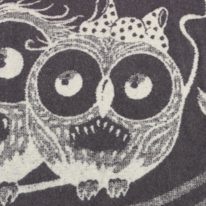Одеяло байковое Совы на луне 100х140см, цвет серый 400г/м , хлопок 100% - фотография № 5