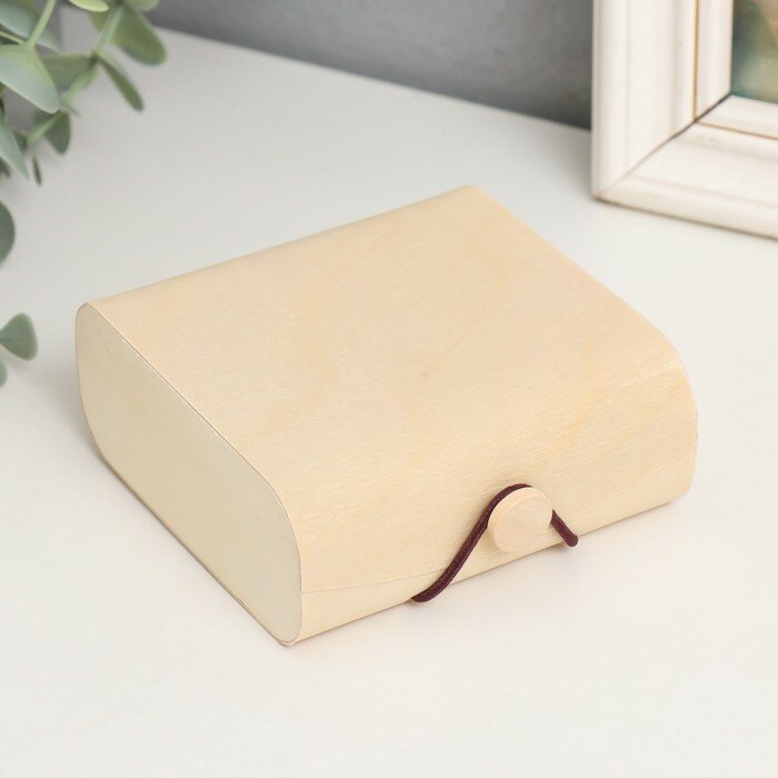 фото Шкатулка дерево под роспись квадрат "Тонкий лист" 10х10х4 см