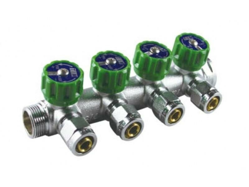 фото Коллектор регулирующий 90 градусов TIM 90-3/4 (4) -16 с кран-буксами