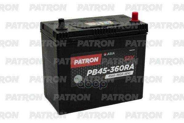 Аккумуляторная Батарея 45ah Patron Asia 12v 45ah 360a (R+) B0 Тонкие Клеммы Jis T1 237x127x227mm 11,3kg PATRON арт. PB45-360RA