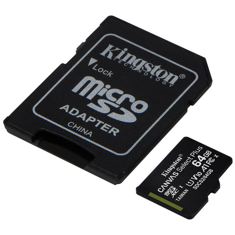 Карта памяти Kingston MicroSDXC 64GB UHS-I U1 Canvas Select Plus, Class 10 скорость чтения 100Мб/сек, 306746