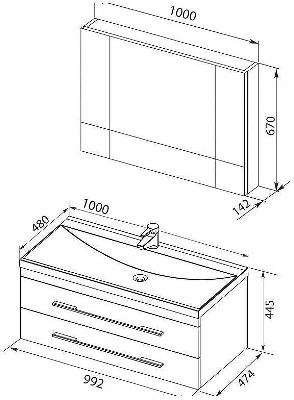 Комплект мебели для ванной Aquanet Верона 100 287649 подвесной Белый - фотография № 10