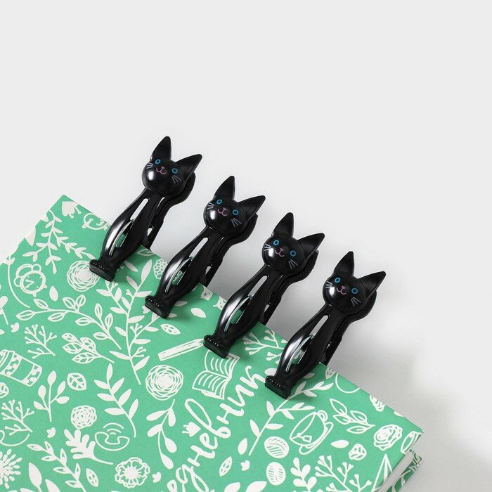 Набор прищепок «Коты», 4 шт, 7×2×4 см, цвет чёрный - фотография № 3