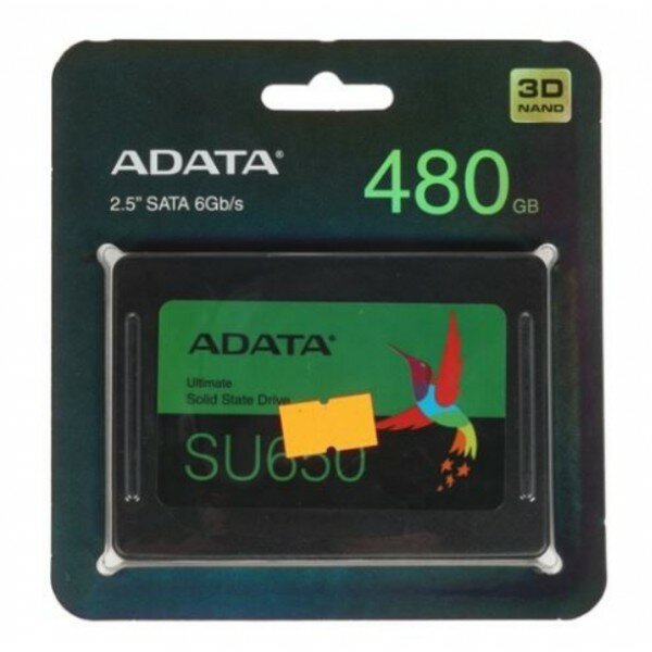 Твердотельный накопитель SSD 2.5 SATA-3 480Gb A-Data SU650 (ASU650SS-480GT-R) TLC 3D NAND (R520/W450MB/s) Black