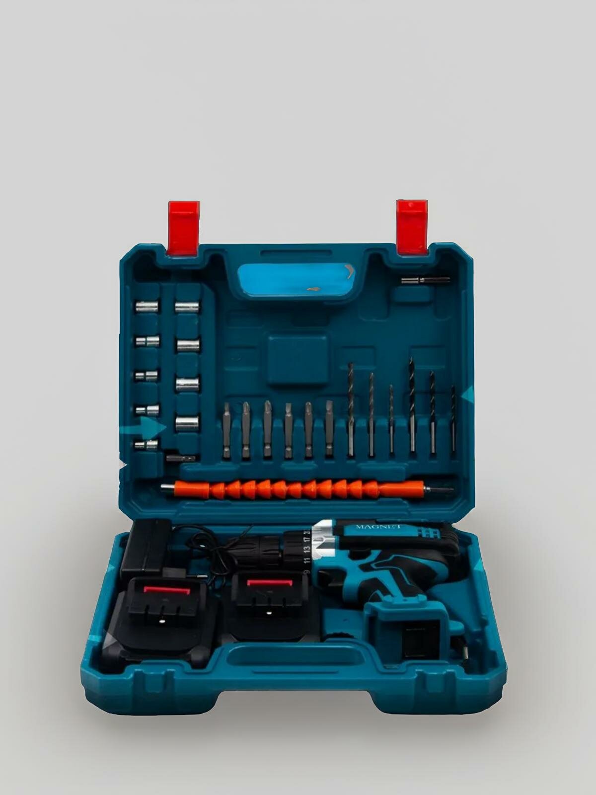 Дрель-шуруповёрт MAGNET М28, От аккумулятора, 26 В, 40 Нм, 2 АКБ / синий - фотография № 6