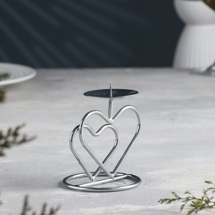 Подсвечник "Валентин 3" металл на одну свечу, 10х10,7 см, хром - фотография № 3