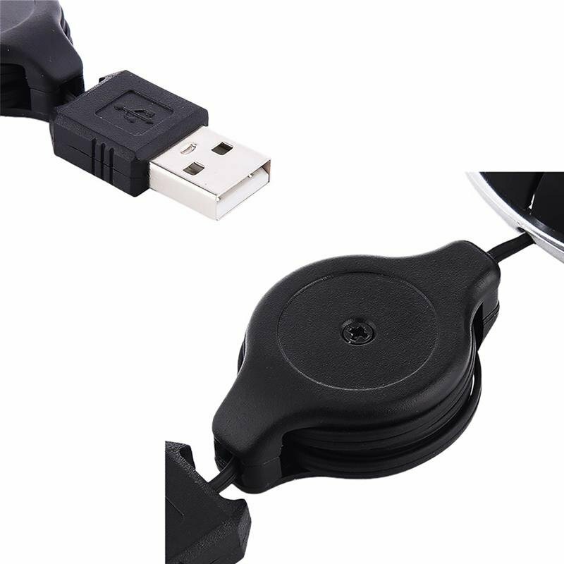 Мышь проводная для ноутбука с вытяжным USB-кабелем ANYSMART красная