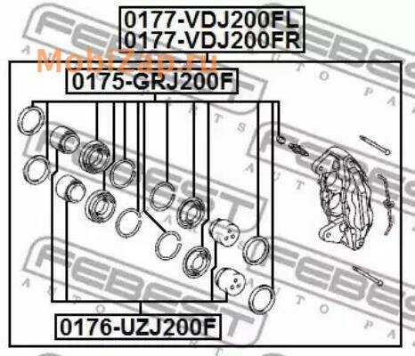 FEBEST 0177-VDJ200FL Суппорт тормозной передний левый
