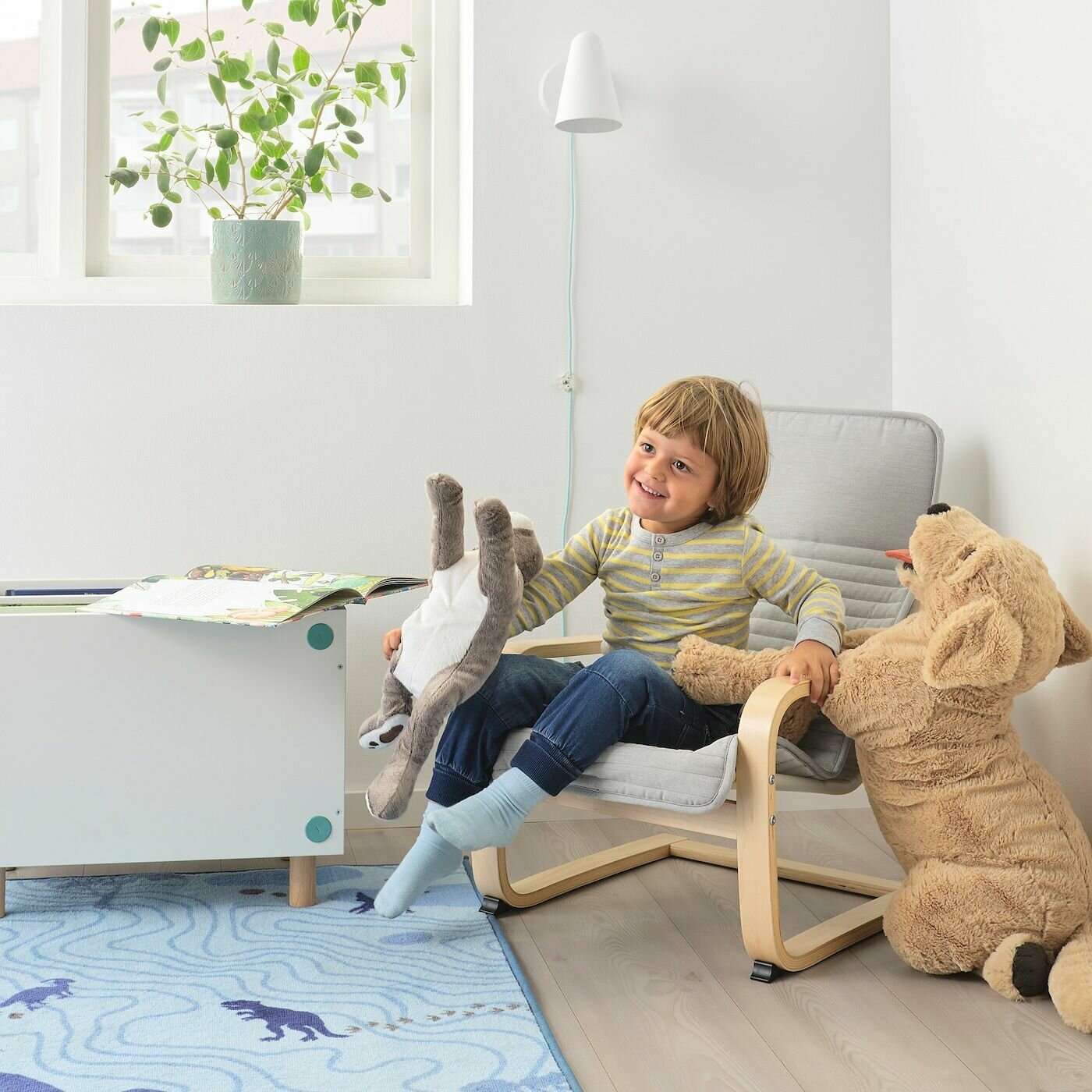 PO NG Кресло детское 494.125.61 березовый шпон/Книса светло-бежевый IKEA - фотография № 2