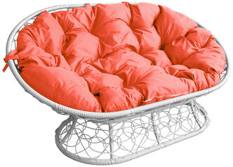 Диван M-group мамасан с ротангом белое оранжевая подушка