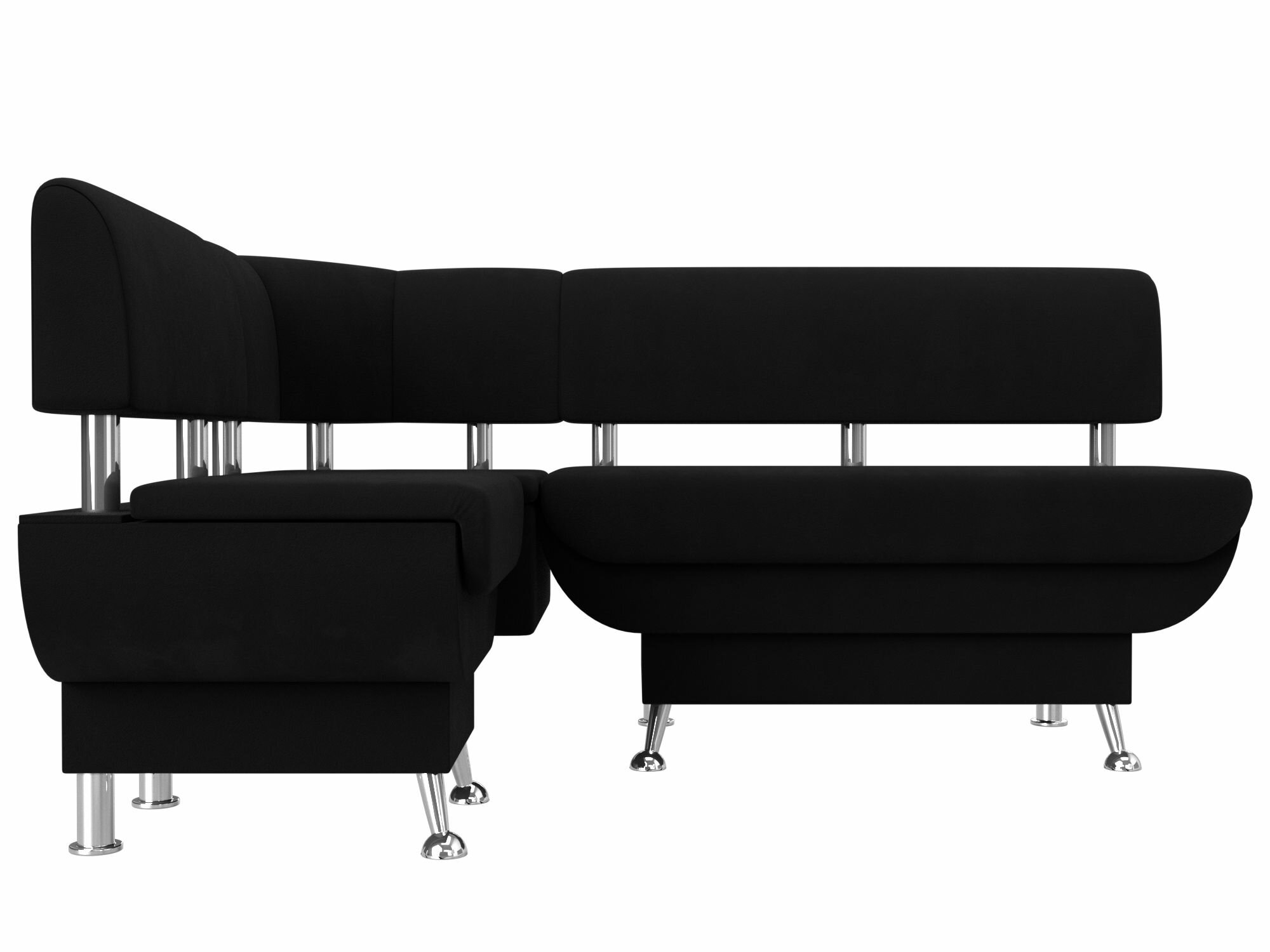 Кухонный угловой диван Москва 488 левый угол Микровельвет Черный ширина 155см - фотография № 2