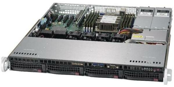 Сервер Supermicro SuperServer 5019P-MTR без процессора/без ОЗУ/без накопителей/количество отсеков 35" hot swap: 4/2 x 400 Вт/LAN 10 Гбит/c