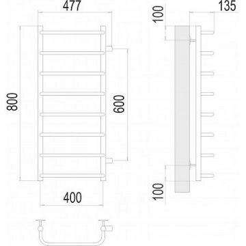 Полотенцесушитель водяной Terminus Стандарт П8 400х800 мм б/п 600 хром из нержавеющей стали - фотография № 3