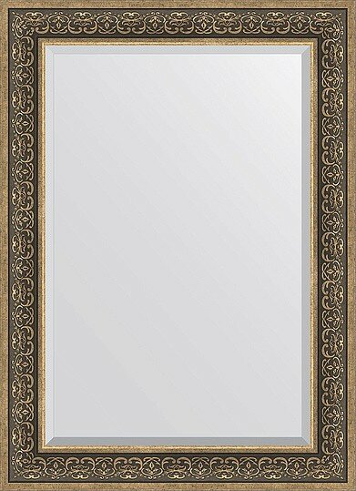 Зеркало Evoform с фацетом в багетной раме вензель серебряный 101 мм, 79x109 см - фото №1