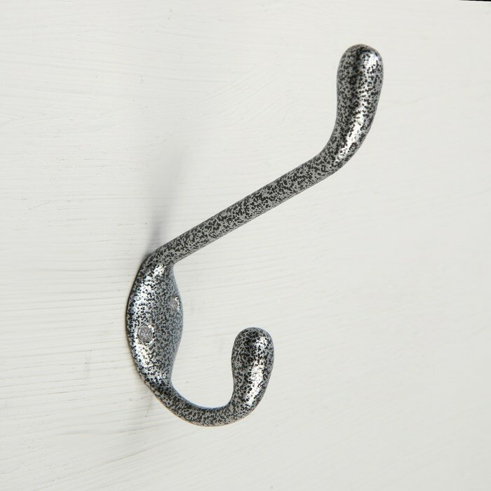 Крючок мебельный двухрожковый тундра КМ05BM цвет серебро на черном