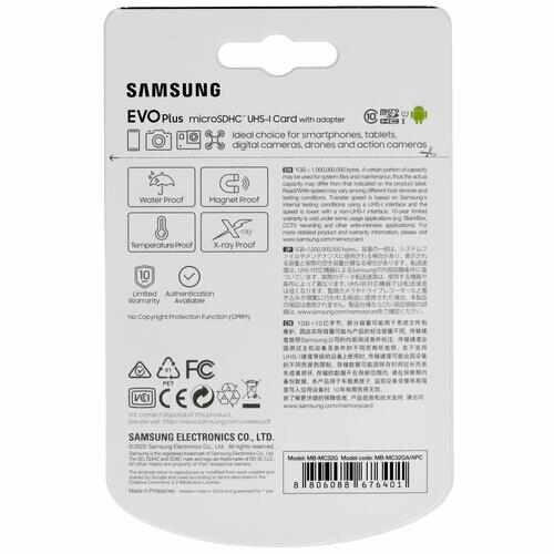 Карта памяти Samsung EVO Plus microSDHC 32 ГБ [MB-MC32GA/APC]