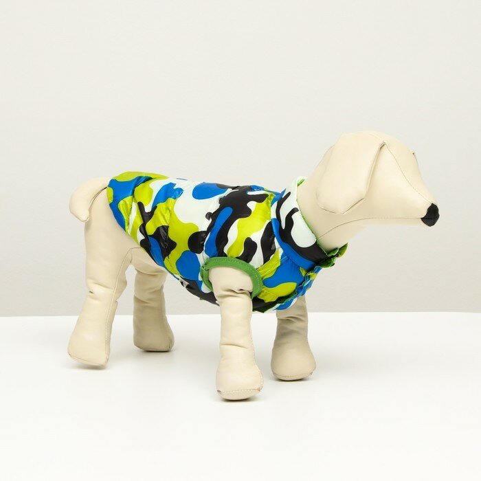 Куртка для собак двухсторонняя с принтом, размер 8 (ДС 20 см, ОГ 30, ОШ 22 см), зелёная - фотография № 7