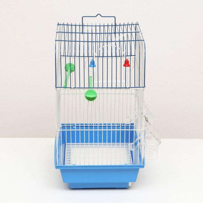 Клетка для птиц 35 х 28 х 55 см, синяя - фотография № 2