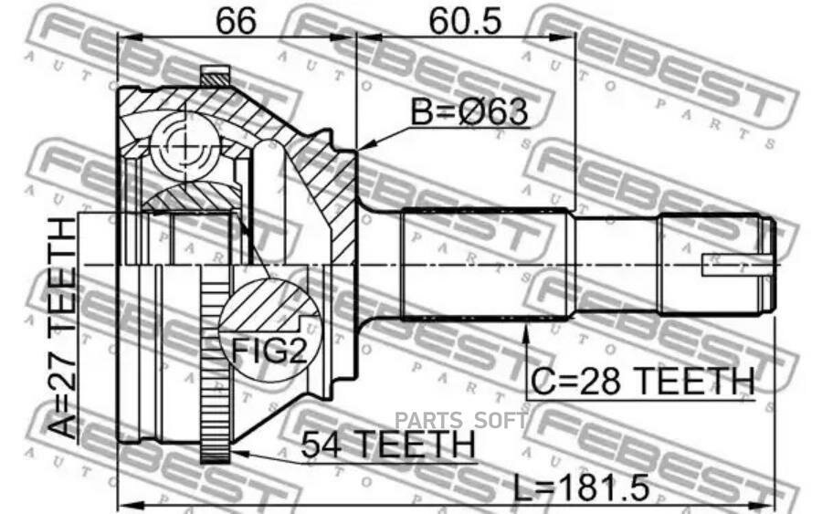 FEBEST 2810DUCA54 ШРУС наружный 27X63X28 FIAT DUCATO 08-