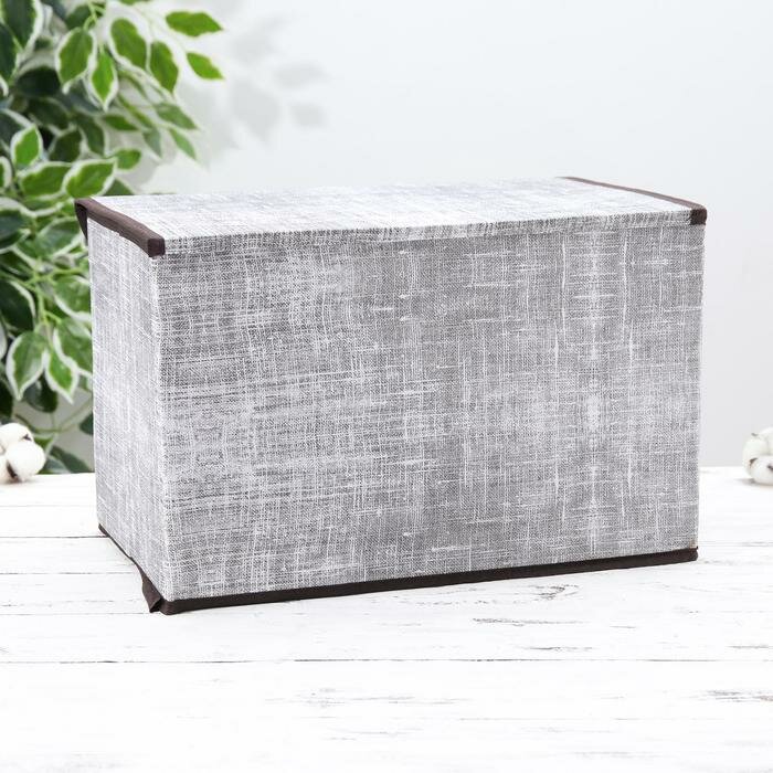 Короб стеллажный для хранения с крышкой «Ронда», 38×24×24 см, цвет серый - фотография № 5